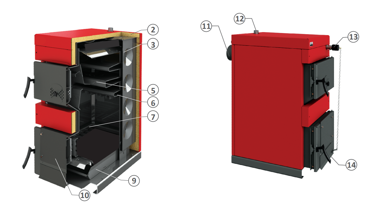 Cazan pe lemne, din tabla de otel, 45 KW, BURNIT NWB MAX