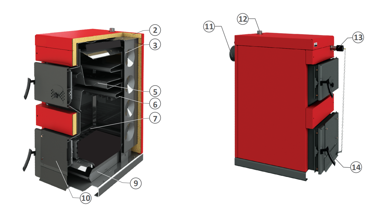 Cazan pe lemne, din tabla de otel, 25 KW, BURNIT NWB MAX