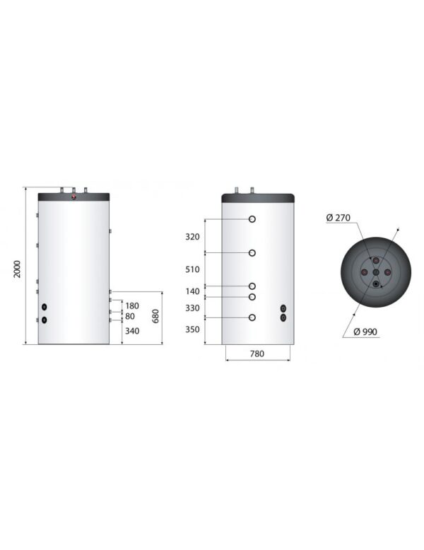 Boiler tank-in-tank ACV SLME 800, otel inoxidabil, cu serpentina