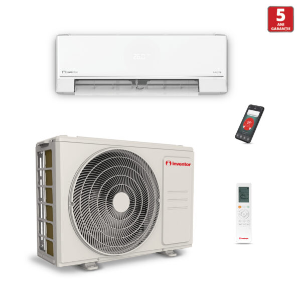 Aer conditionat Inventor Leon, Inverter 24000 BTU, A+++, iA plus, tehnologie ultravioleta de tip C, ionizator, Incalzire la -25°C